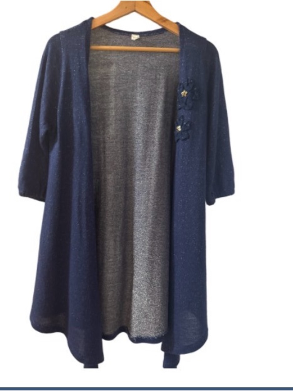 Elizabeth Gillet NYC sparkle   Open-Front Women's Cardigan with Floral Accents